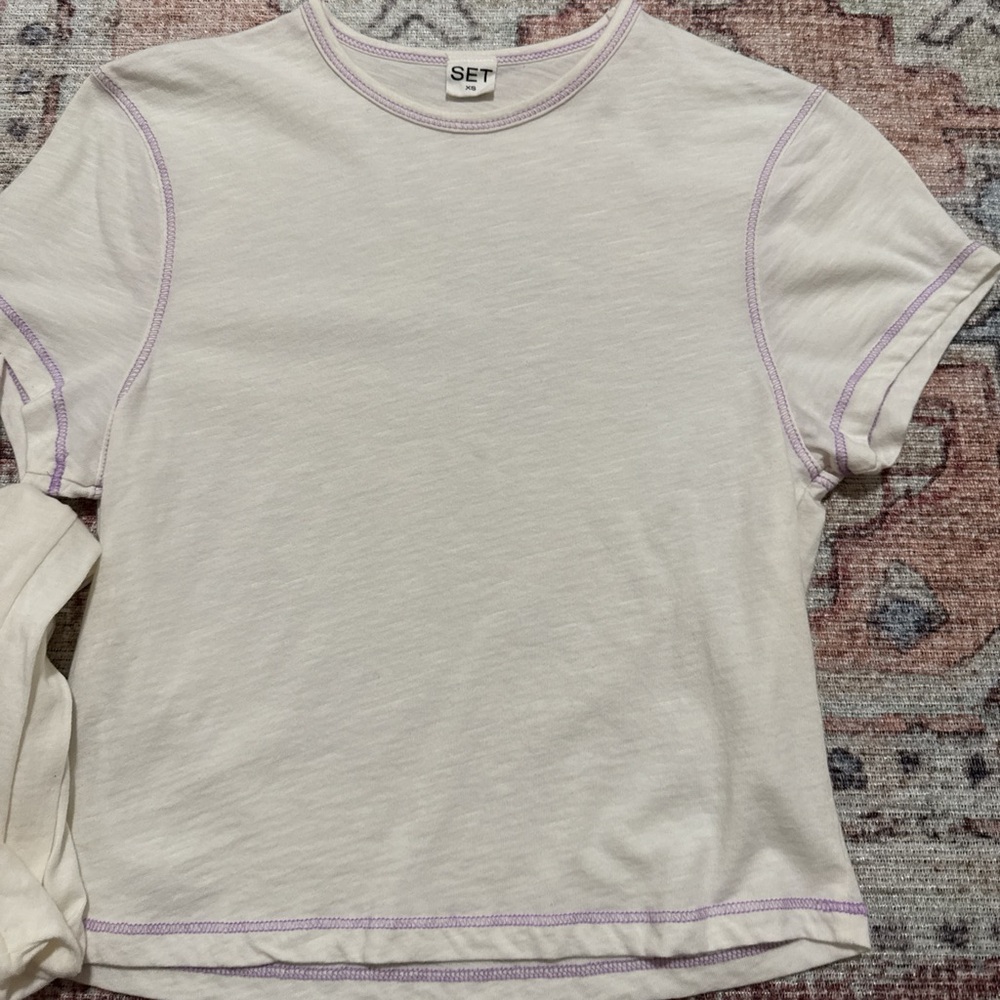 Parke x Set Active linen set in blanc with petunia trim size XS - Picture 3 of 6